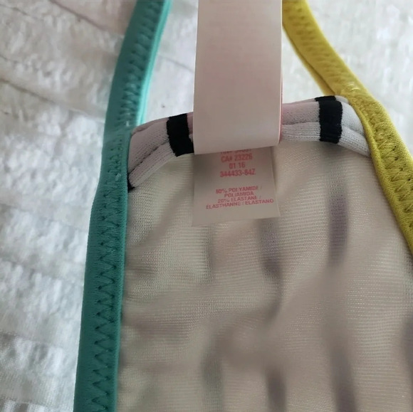 Victoria's Secret Swim BIKINI Bandeau 32B XS Black White Colorblock Striped 84Z - Picture 2 of 11